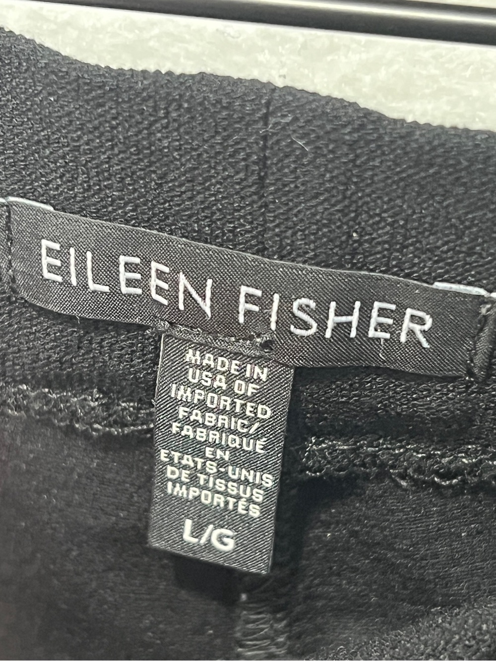 Eileen Fisher Black Straight Leg Pull On Pants Size Large Made in USA Minimalist - Picture 5 of 5